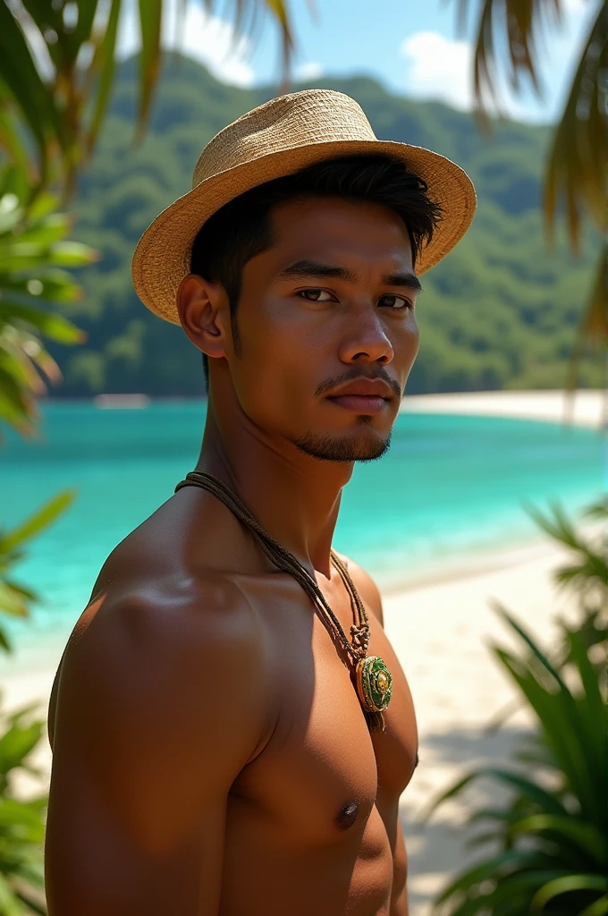 Create pilipino man age 23 height 5 9 and add place in island in Philippines