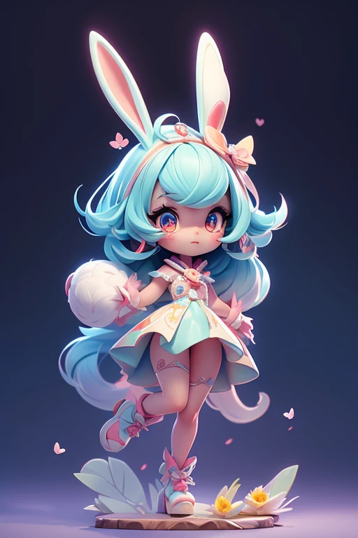 Create a picture of a monster rabbit. . The body is transparent and can be seen through. The image is sharp and detailed., with beautiful colors.. With arms, leg, eyes, mouth, พื้นหลังสีlegว