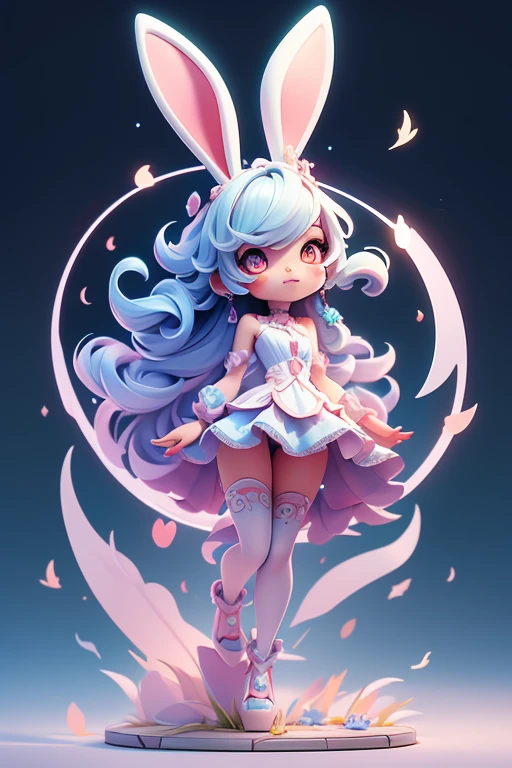 Create a picture of a monster rabbit. . The body is transparent and can be seen through. The image is sharp and detailed., with beautiful colors.. With arms, leg, eyes, mouth, พื้นหลังสีlegว