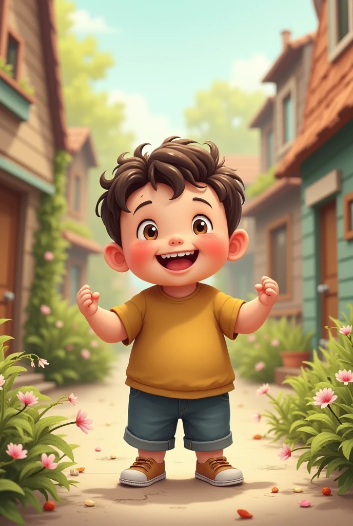 Draw me a picture , chubby boy likes to help others