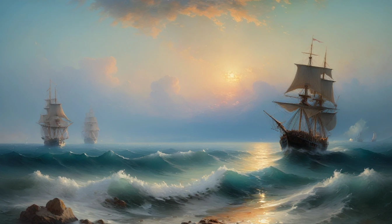 Sea of Flowers, โดย Ivan Aivazovsky, best quality, Masterpiece, Agency work, official art, professional, There are extraordinarily intricate details., 8ก