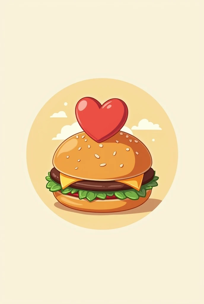 Round hamburger logo with a Disney-style heart