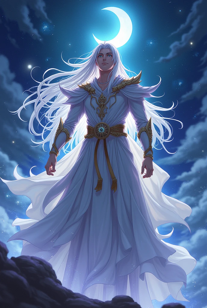 create an anime image of a woman that is the father of the goddess of moon