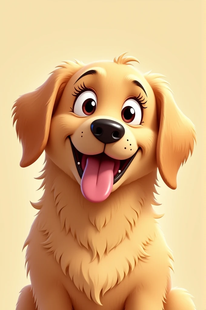 A cartoon face of a golden retriever labrador with its tongue sticking out