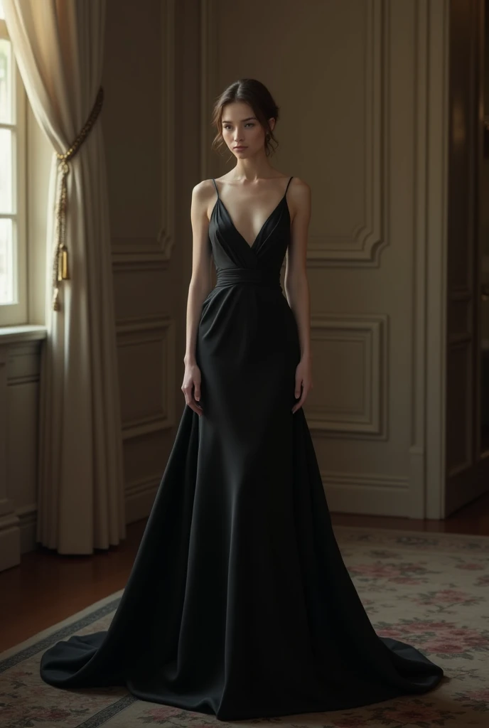A girl celebration that 19 birthday  a girl wearing a black long gown and that girl face white 