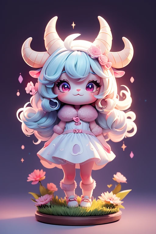 Create a picture of a little lamb monster. . The body is transparent and can be seen through. The image is sharp and detailed., with beautiful colors.. With arms, leg, eyes, mouth, พื้นหลังสีlegว