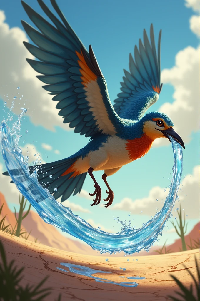 The bird actually bringing water