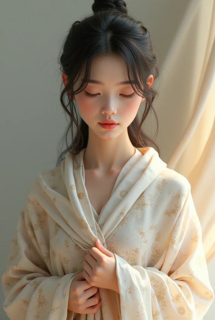 With cloth girl