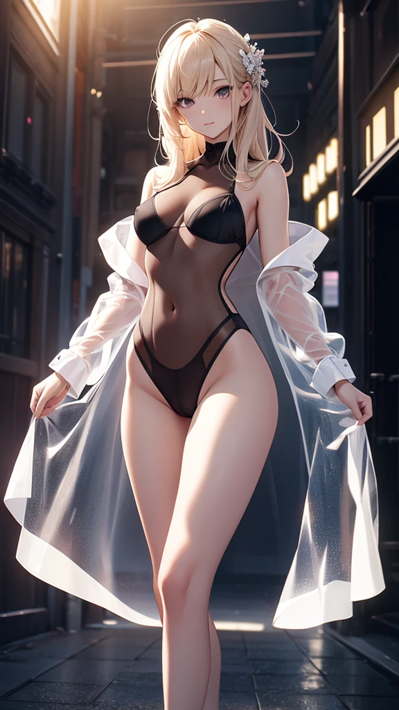 Top quality, highest resolution, 16K, best of the best, beautiful girl, slender body, no underwear on, transparent clothing