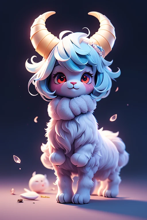 Create a picture of a monster lamb. . The body is transparent and can be seen through. The image is sharp and detailed., with beautiful colors.. With arms, leg, eyes, mouth, พื้นหลังสีlegว