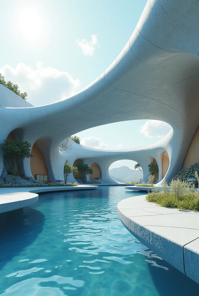 A graphic analysis of the concept of water to generate volumes in architecture