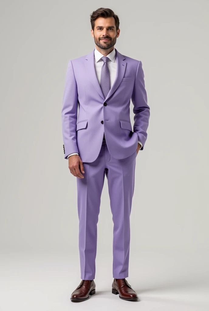 light violet Coat suit with white
shirt and tie and shoe men