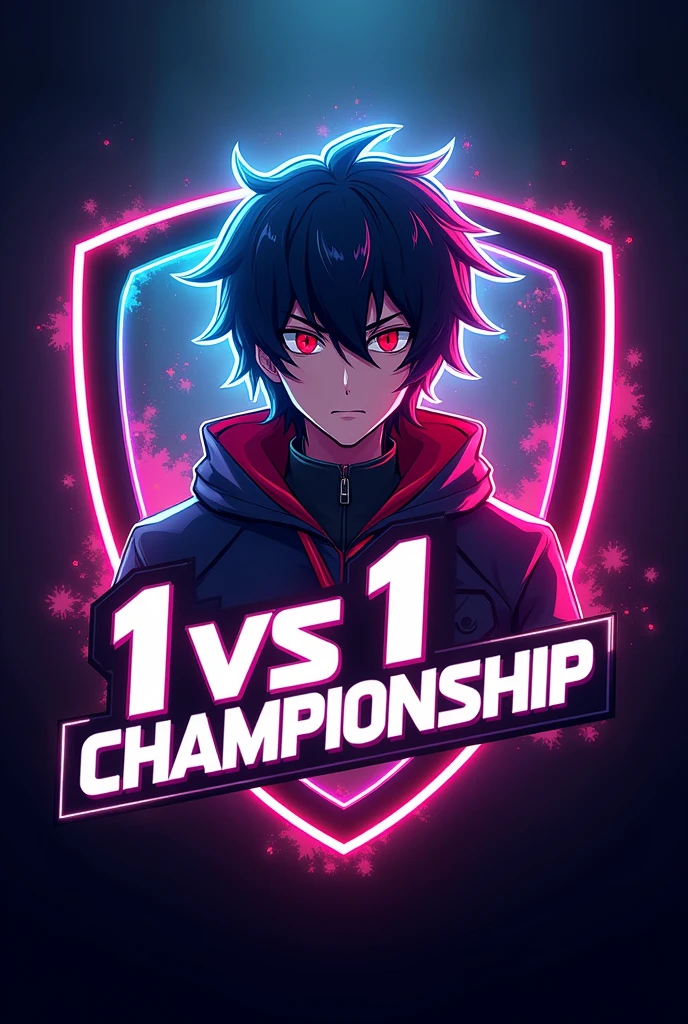 This is a gaming logo that features the name "1 vs 1 championship Amazing FF" in a futuristic font and a neon color. and Men Anime avtar Asta, The logo also has a matching color in the background. The logo is designed to be attractive and eye-catching, and to appeal to gaming enthusiasts and You Tube viewers, I hope you like it.