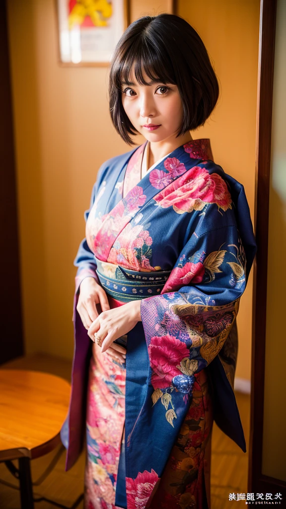 ((Highest quality、8k、masterpiece:1.3)) 20 year old Japanese woman Tattoo from shoulder to arm looking at the camera Black Hair short hair