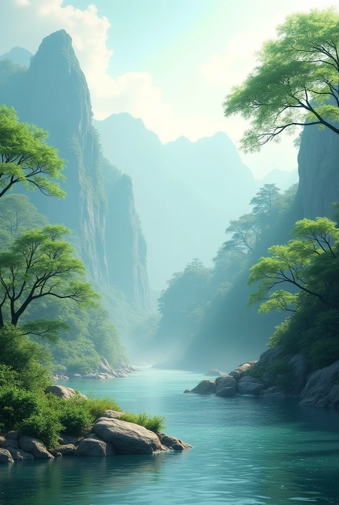 Opening Scene: शांतिपूर्ण संगीत के साथ प्राकृतिक दृश्य, जैसे पहाड़ या नदी]