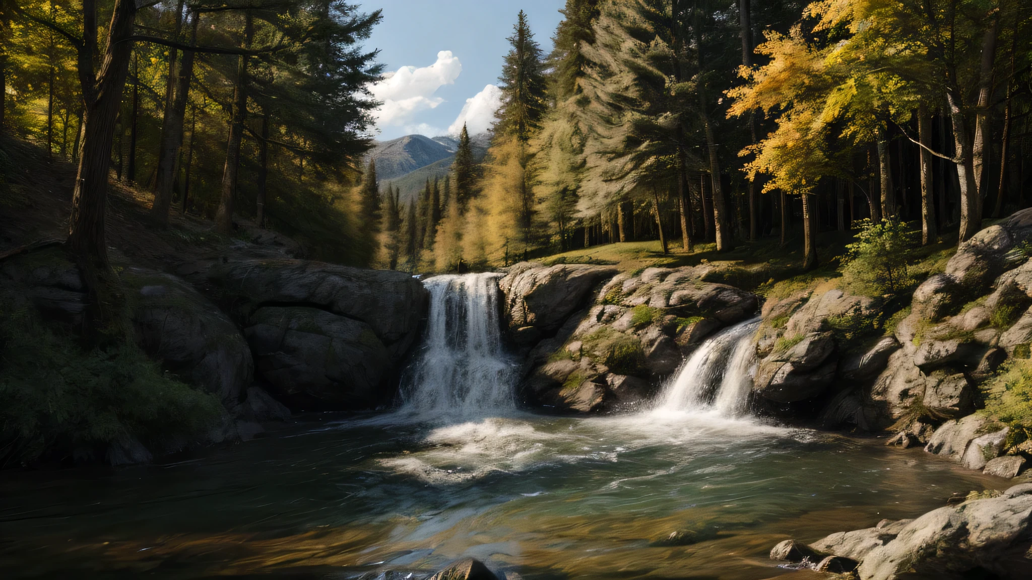 natural scenery with streams and trees