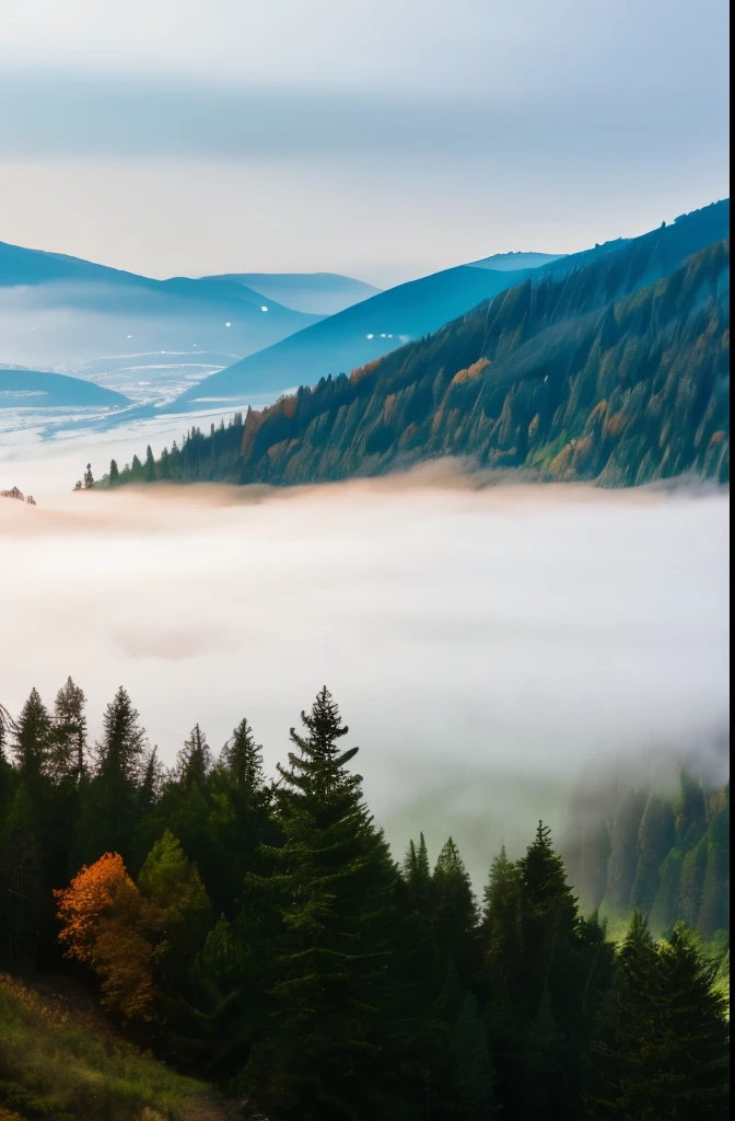 a view of a foggy valley with trees and mountains in the background, blankets of fog pockets, misty mountains, extremely beautiful and ethereal, blanket of fog, valley mist, misty forest, mists, mist in valley, rolling fog, fog rolling in, stunning nature in background, misty and foggy, foggy forest, fog and mist, beautiful misty wood, swirling fog