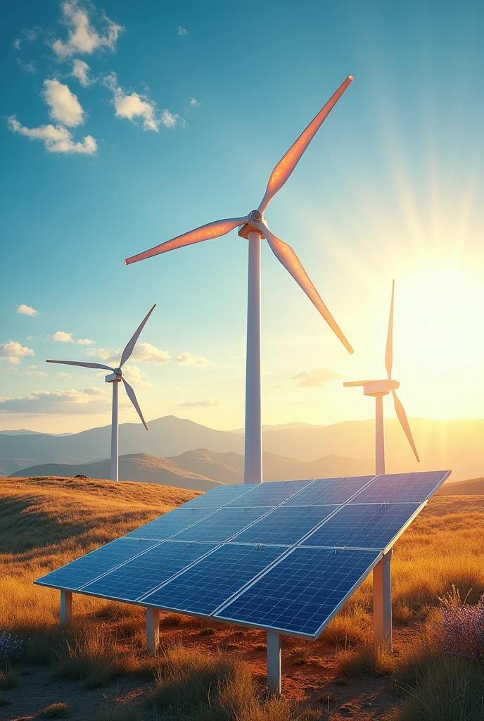 Advertising image for the sale of solar equipment and wind generators that distinguish both 
