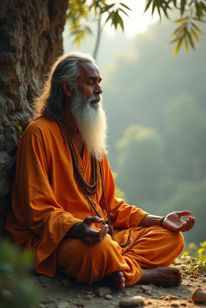 [Cut to: साधु या संत ध्यान करते हुए]