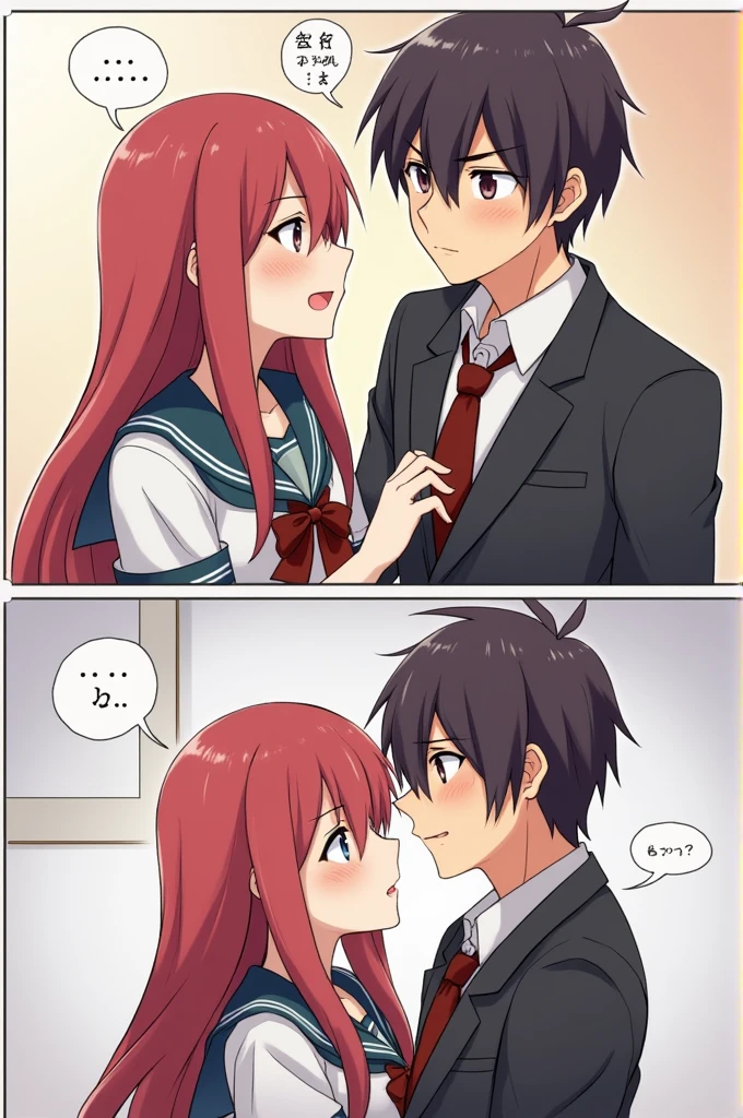 Make a comic about a schoolgirl having sex with her male friend.