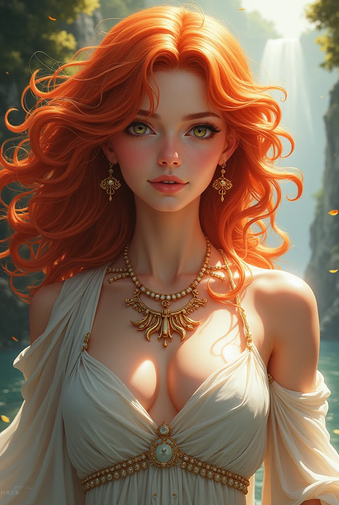 Woman, Curly Hair, Redhead, Character Inspired by Life, Goddess. Anime Style