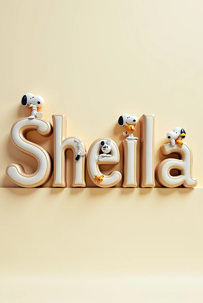 Image of the name "Sheila" in 3d Snoopy designed in each letter