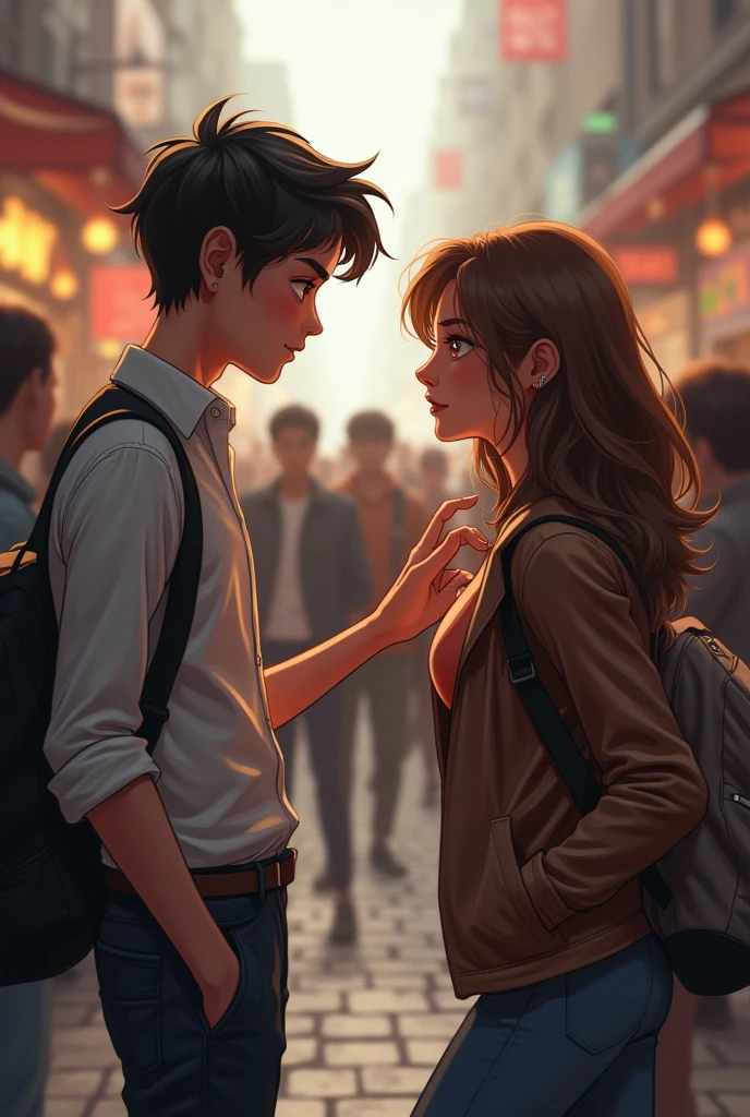 Teen boy grab lady boobs