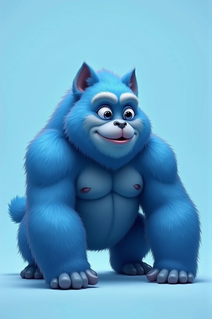 blue gorilla inu , light blue background 