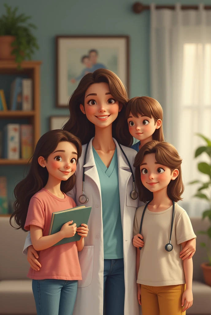 doctor with his family, no adult male in the picture