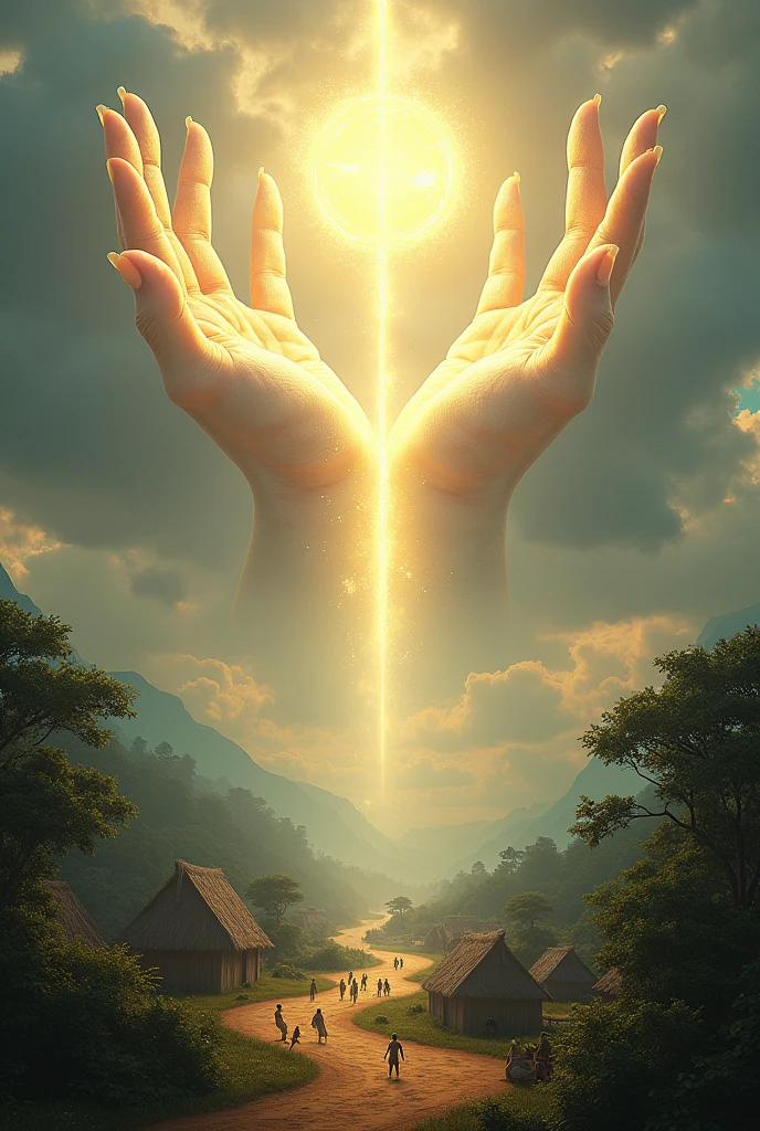 God hands on an African village