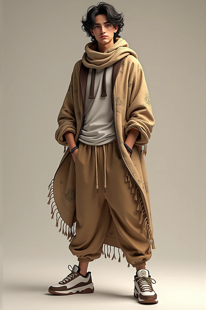 the character must wrar casual illuson clothing such as shari and sneakers shoes. the background of the image is a social media profile page with a user name "Nilufa",realistic, ultra hd, 8k quality