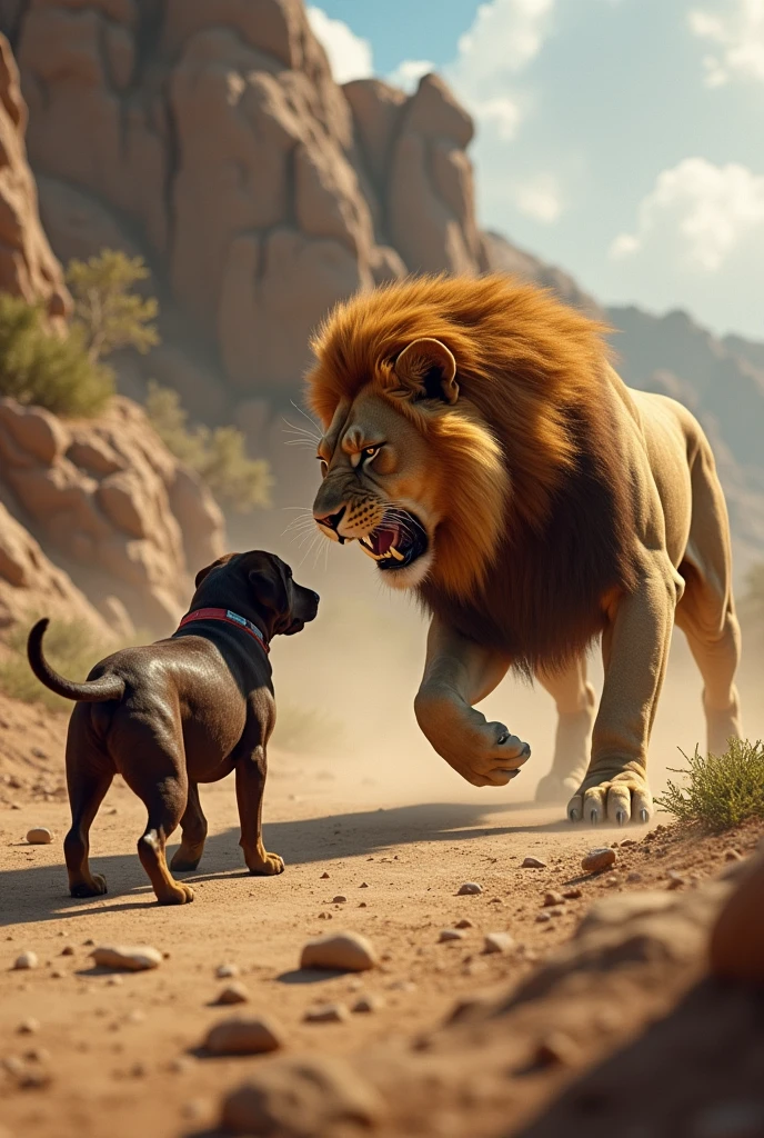 Dangerous dog
Bread labra eating a lion 