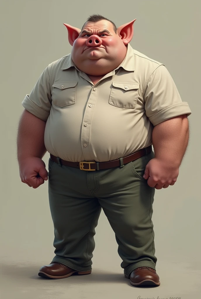 Pig-headed man,full-body shot