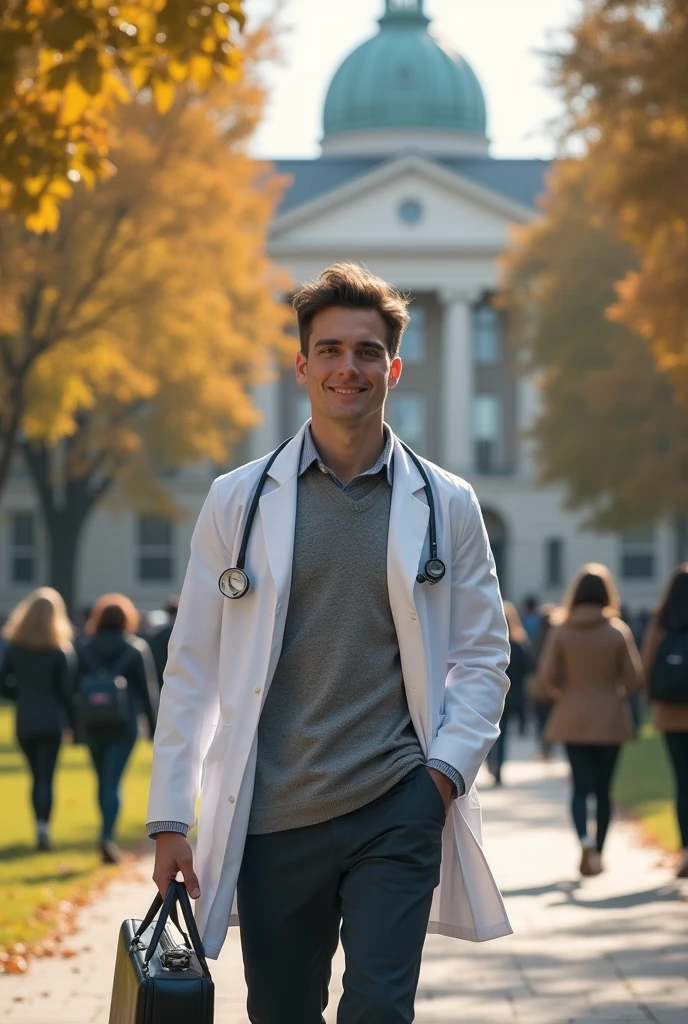 young doctor is going to university