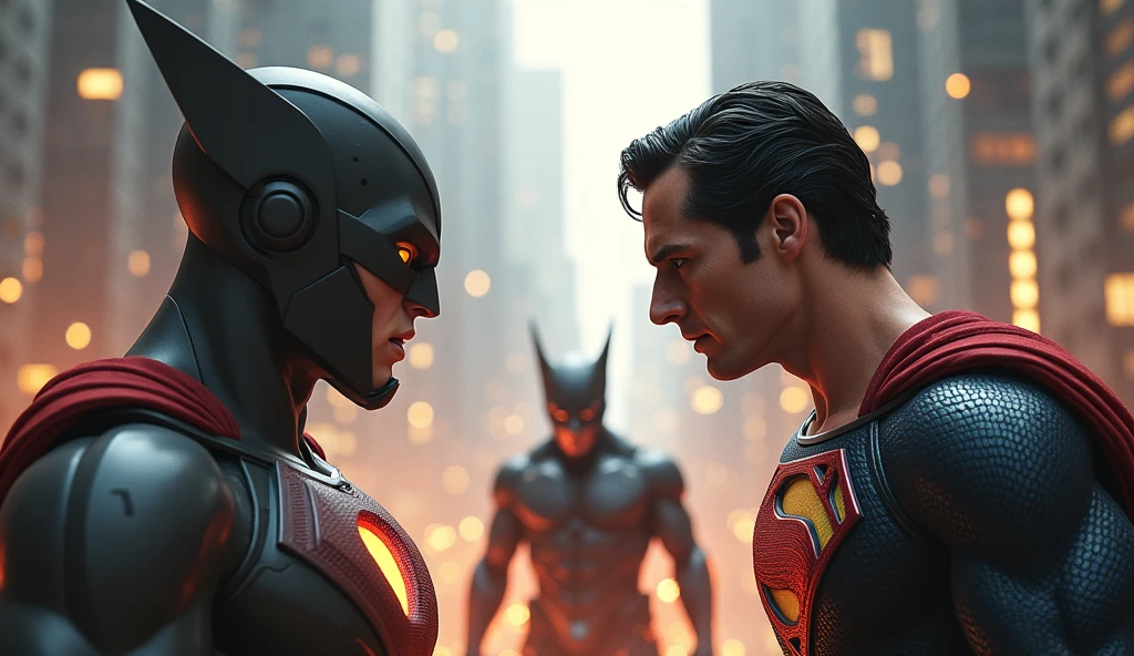 Henry Cavill&#39;s Superman and Homelander fighting with Cyclops in high resolution, masterpiece, Best quality, HD model, 