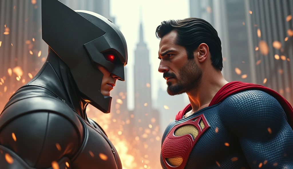 Henry Cavill's Superman and Homelander fighting with Cyclops in high resolution, masterpiece, Best quality, HD model,