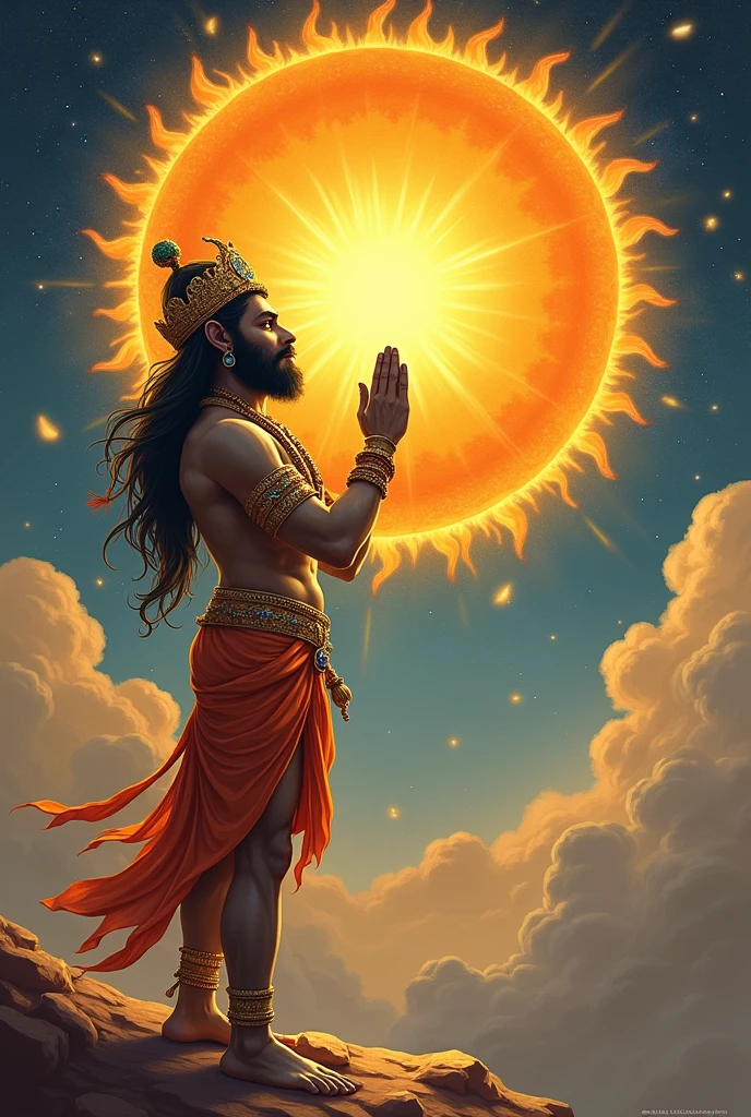 God Hanuman ji hath jodte hua Surya hast ke samne
