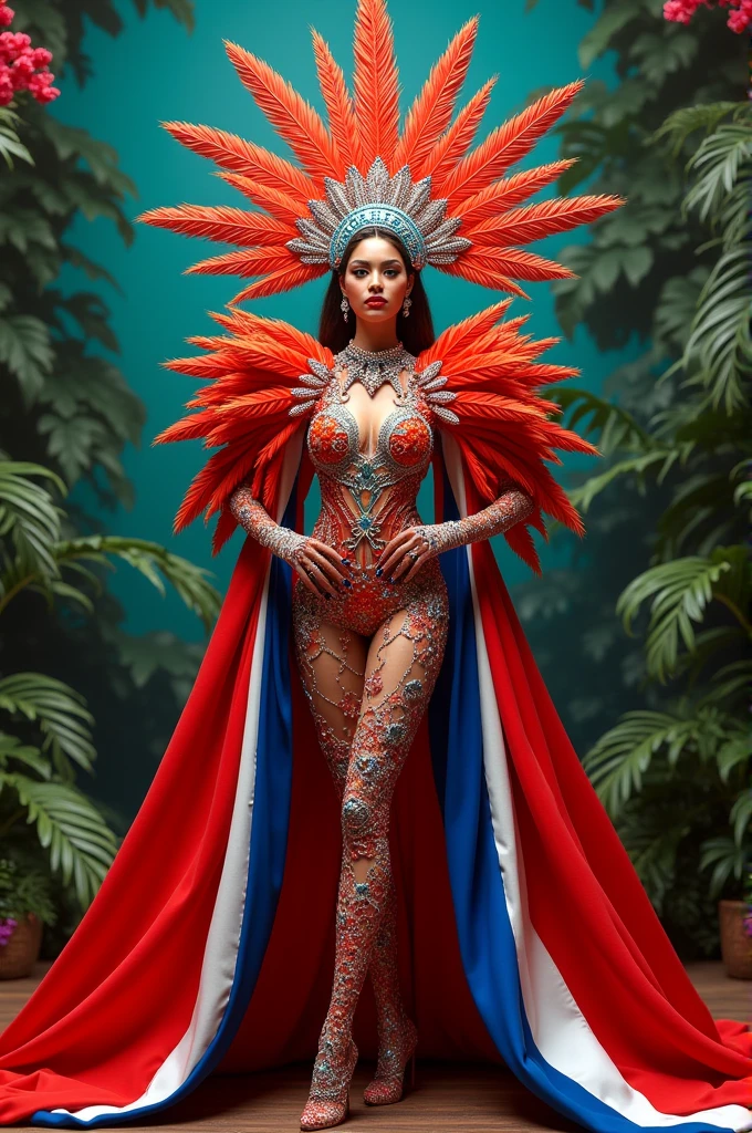 Create an image of the typical Dominican Republic costume for Miss Universe 2024