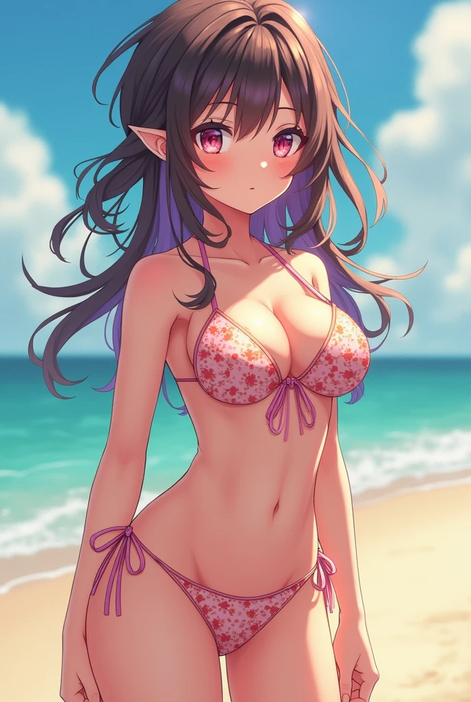 anime girl in bikini in super big ass and mega super big boobs