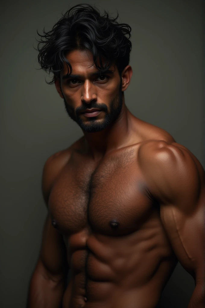 Hot and sexy indian man with hairy chest
