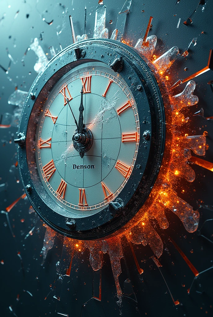 the entire image shows shattered cracked glass, fusion of (cyber, diesel, clock, steam) punk and (water, fire, earth, wind) punk, conceptual installation art, 2.5D, delicate and dynamic, artistic, hyper, graphic CG digital art