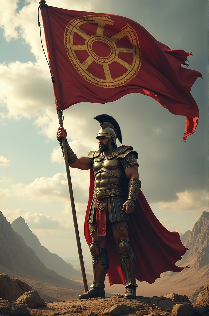SPARTAN WARRIOR WITH GIANT FLAG WRITTEN OG4