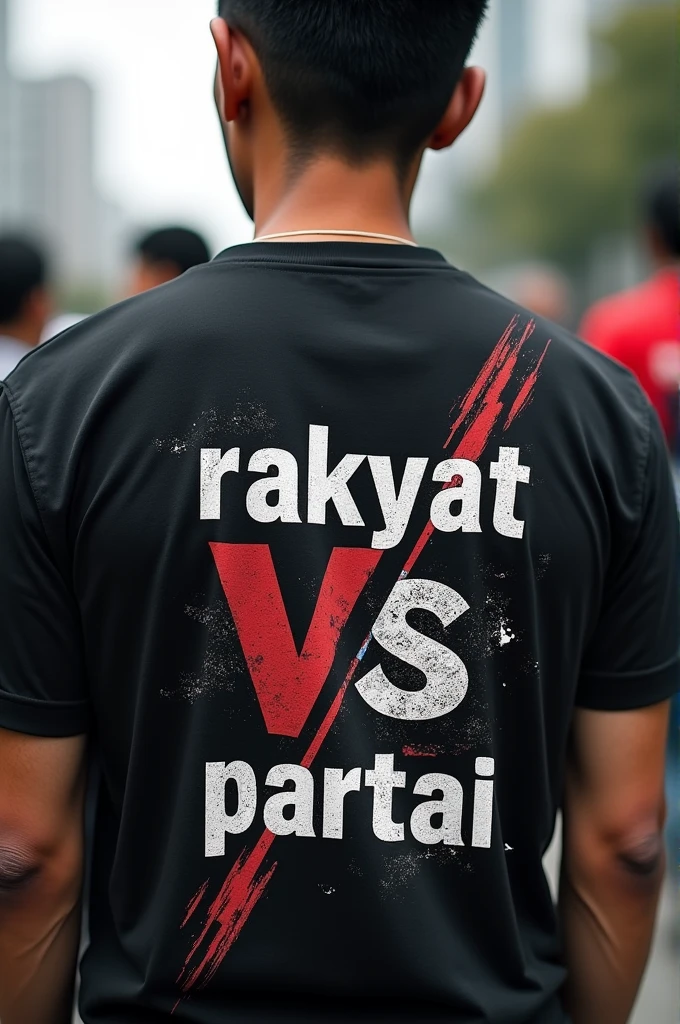 T-shirt with writing "Rakyat vs Partai"