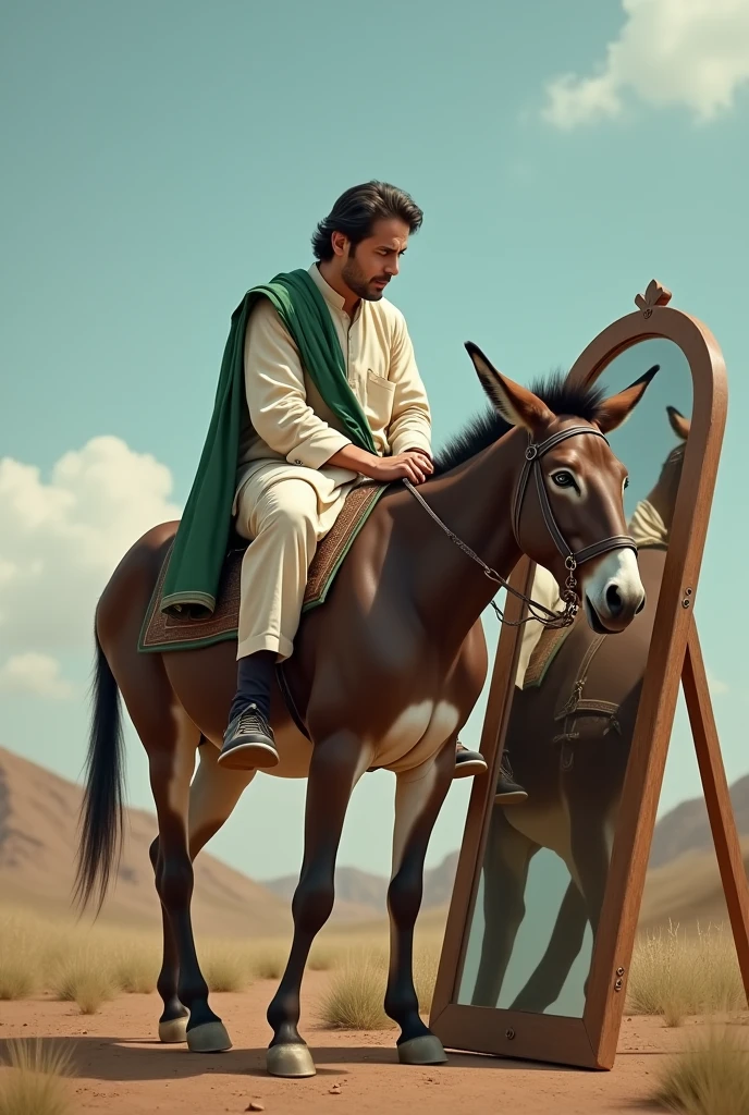 Imran Khan sit in donkey and see in mirror 