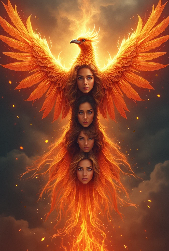 phoenix bird representing four girls 
