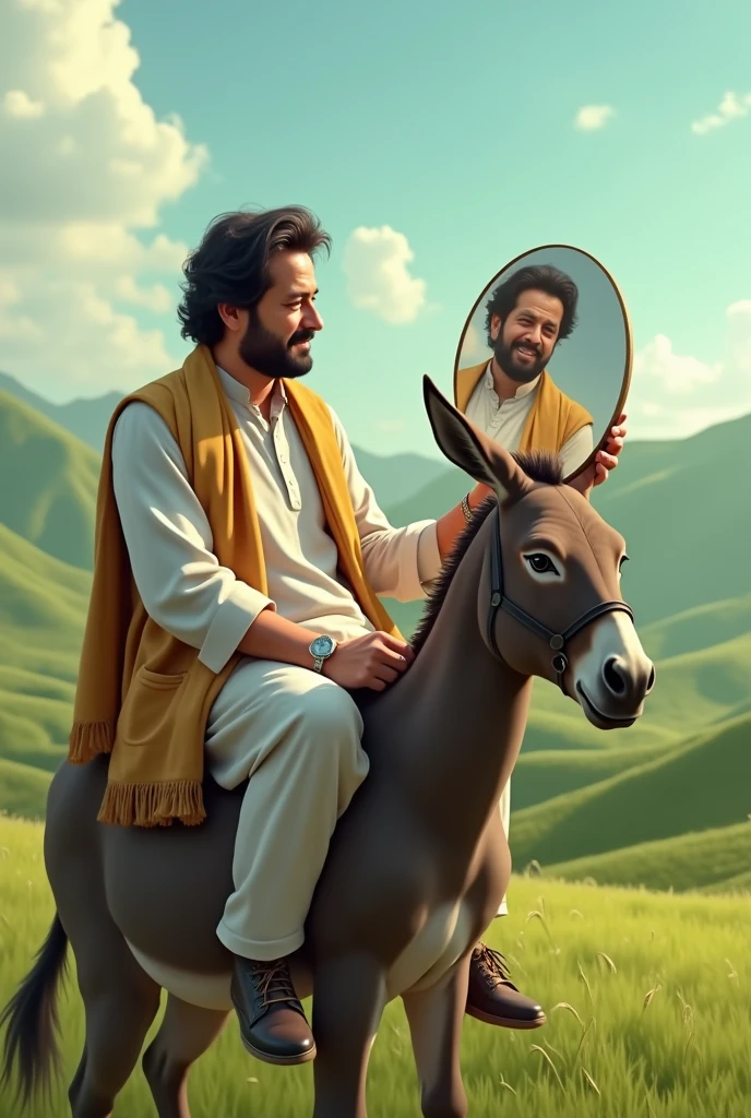 Imran Khan sit in donkey and see in mirror and relax to am very handsome