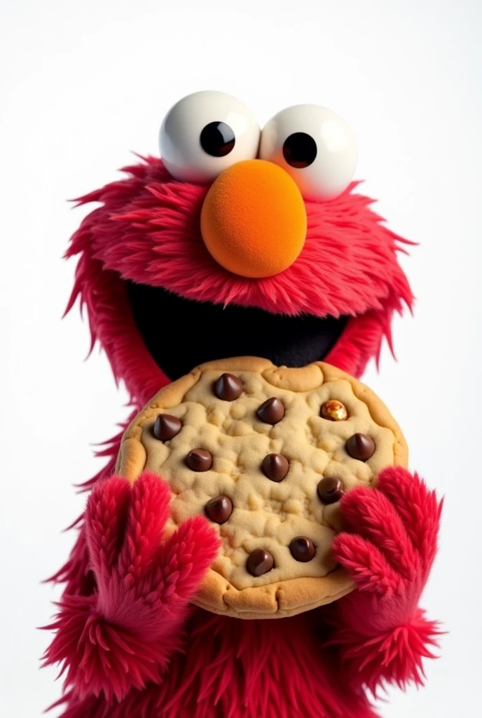 DAME MAKING IMAGES OF ELMO COOKIE EATER WITH A WHITE BACKGROUND