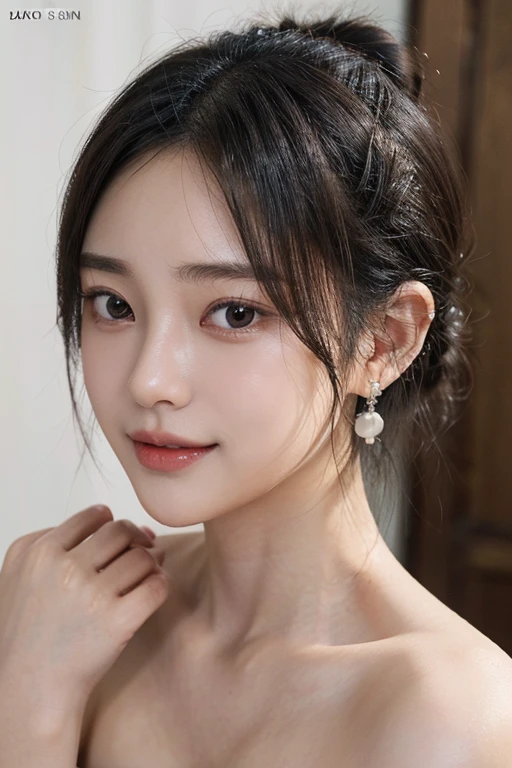 (22 year old Japanese beautiful girl,), (Small breasts,:1.5,),(solo,Textured skin, Detailed skin,Detailed face,Detailed eyes,detailed posing,Natural eyebrows,High detail, Highest quality, Super detailed, Surrealism, ,8k,RAW Photos,Photographicism,Professional Lighting,Ray Tracing,Aperture F1.2,Portrait Photography,Natural Light),(((Black Hair, Natural Makeup,Simple earrings,Bun Hair, accessories, A seductive smile, ))),(((Completely naked,Empty-handed,Cover your chest with your hands)))
