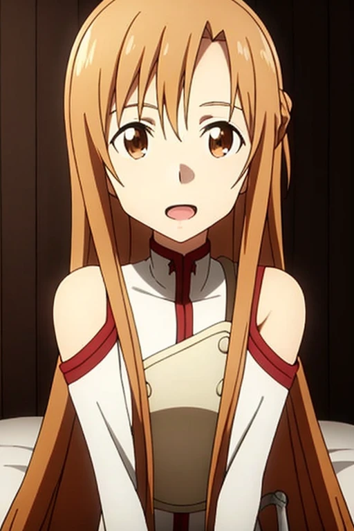 ((Highest quality)), ((masterpiece)), (be familiar with), Perfect Face, indoor, Bedroom, Watching the audience,
One woman, Yuuki Asuna,
Open Mouth, Ecstatic expression, blush, smile,
Small breasts, Flat Chest, , , , Girl,
Long Hair, Long Hair,
Fully nude, Nipples exposed, Sex with a man with a big dick, 膣内ejaculation, Semen is taken, Insert a into your, Sex in the missionary position, , Leg spread,