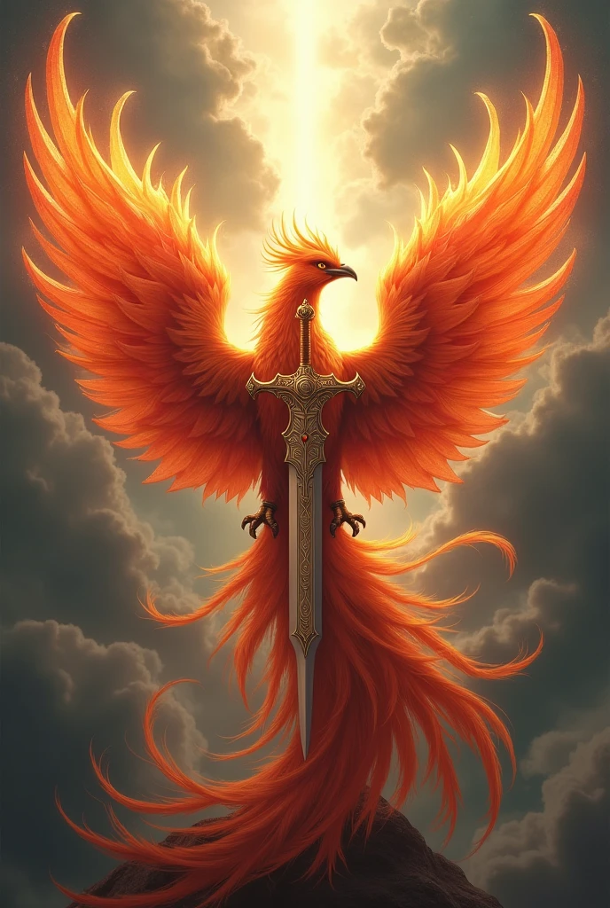 phoenix bird representing in a sword aim high soar high 
